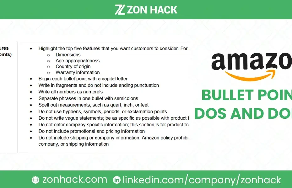 amazon bullet points dos and don'ts