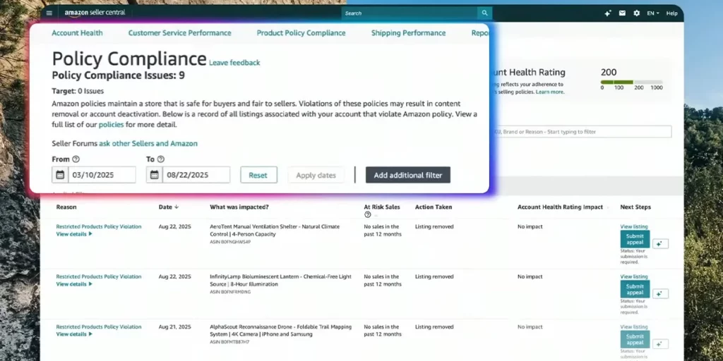 Account Health Policy Compliance